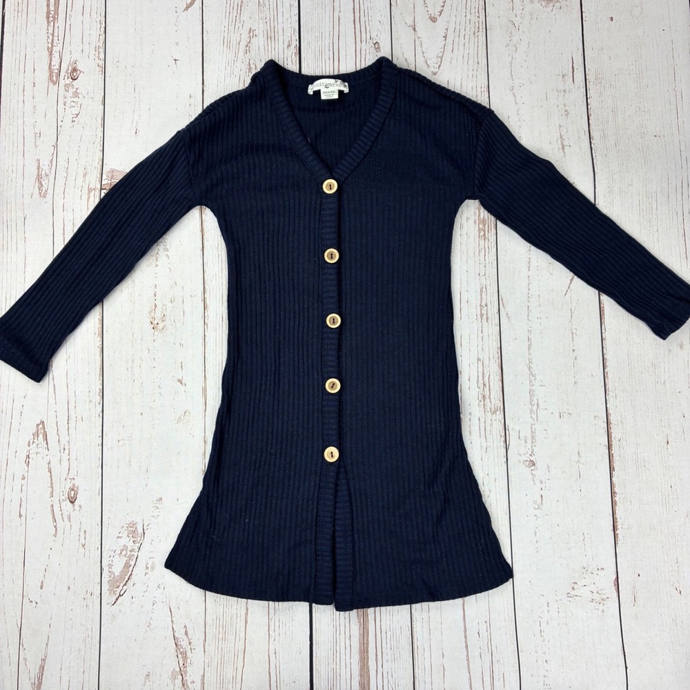 Knitworks Girls Navy Ribbed Button Front Cardigan Sweater XS 6-6X 7913521
